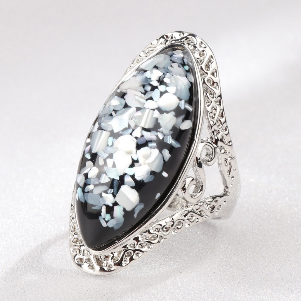 *KIT* Silver x Blue Oval Fashion Ring Size 9
